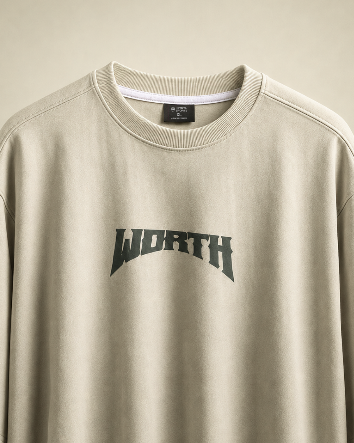 Worth Worldwide Stone Beige Oversized Graphic T-Shirt