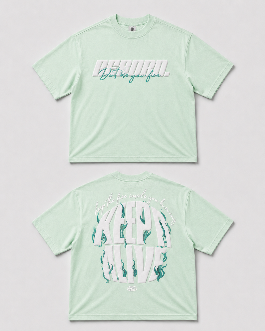 Reborn Sea Foam Green Oversized Graphic T-Shirt | WORTH WORLDWIDE