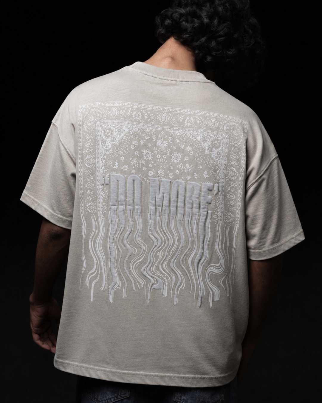 Rugged Dreams  Stone Beige Oversized Graphic T-Shirt