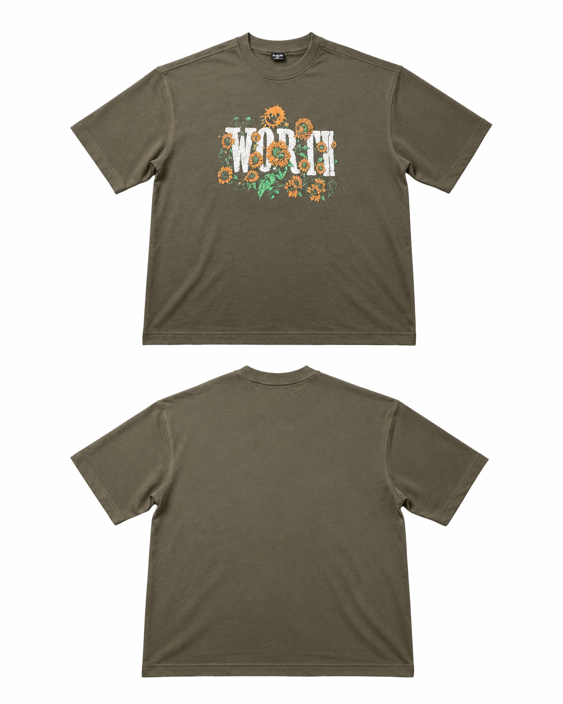 Sunflower Olive Oversized Graphic T-Shirt