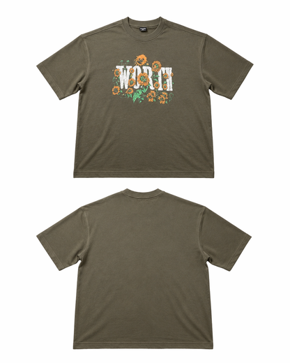 Sunflower Olive Oversized Graphic T-Shirt