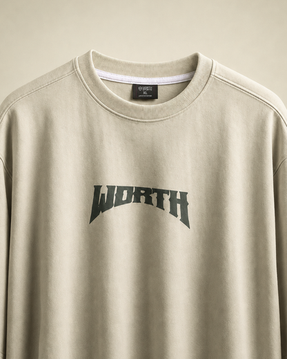 Worth Worldwide Stone Beige Oversized Graphic T-Shirt
