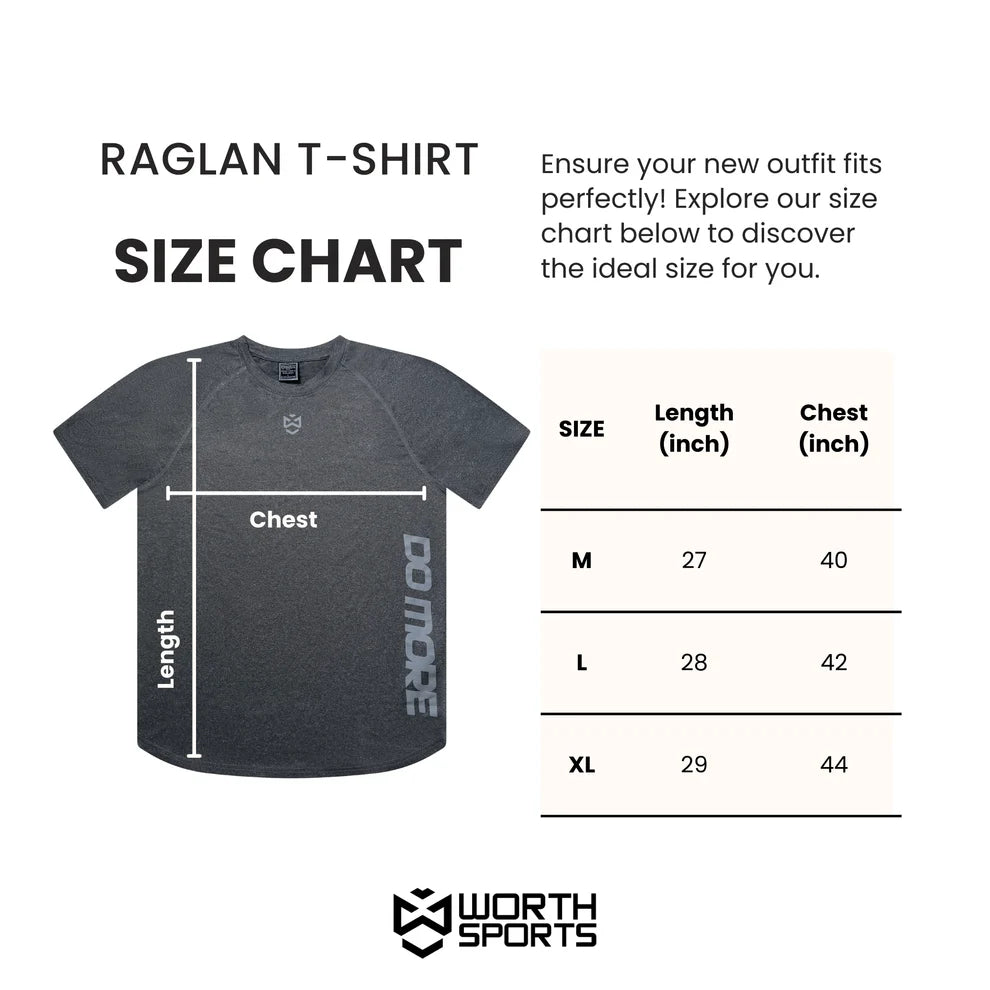 Worth Regular Fit Active Wear Tshirt 3Pcs combo size chart