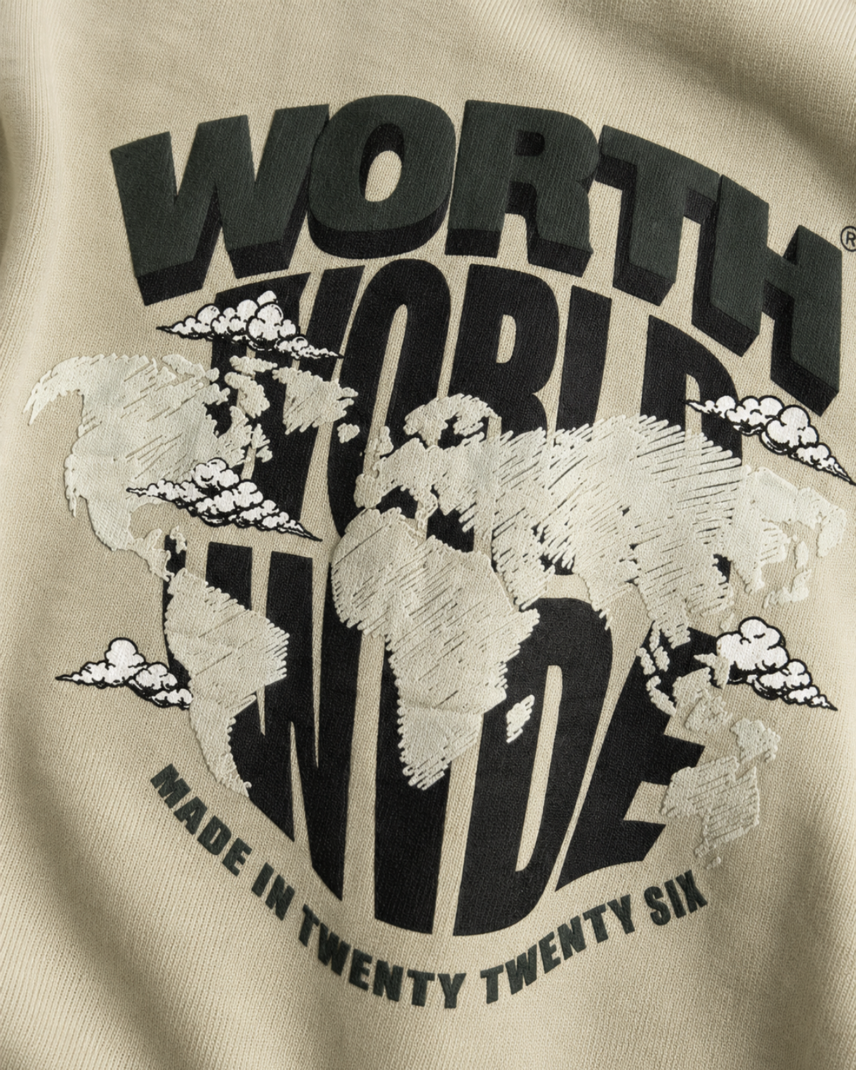 Worth Worldwide Stone Beige Oversized Graphic T-Shirt