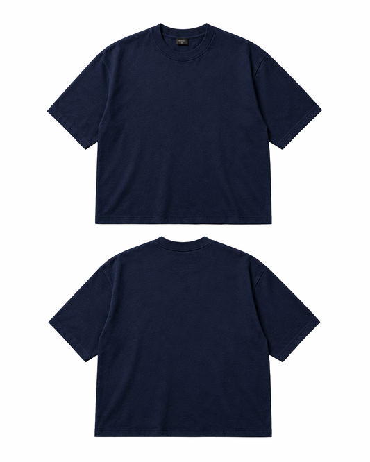 Navy Solid Drop Shoulder Oversized T-Shirt