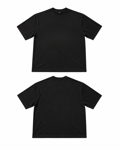Jet Black Solid Drop Shoulder Oversized T-Shirt