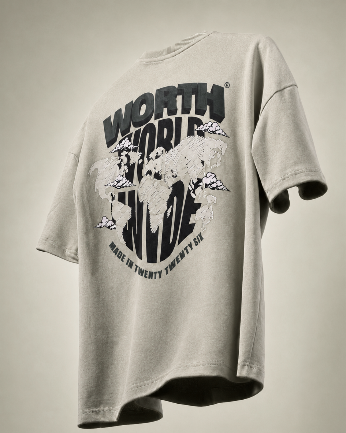 Worth Worldwide Stone Beige Oversized Graphic T-Shirt