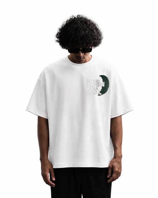 To The Moon & Back White Oversized Graphic T-Shirt