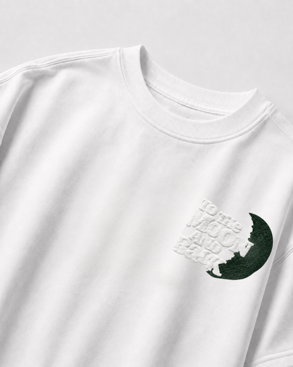 To The Moon & Back White Oversized Graphic T-Shirt