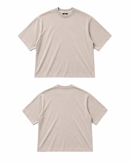 Light Khaki Solid Drop Shoulder Oversized T-Shirt