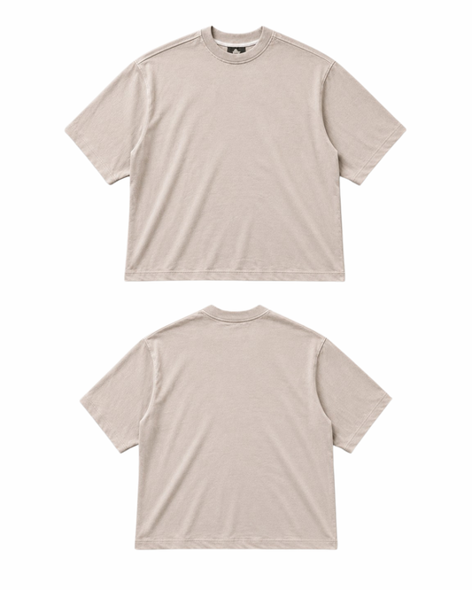 Light Khaki Solid Drop Shoulder Oversized T-Shirt