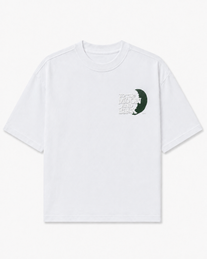 To The Moon & Back White Oversized Graphic T-Shirt