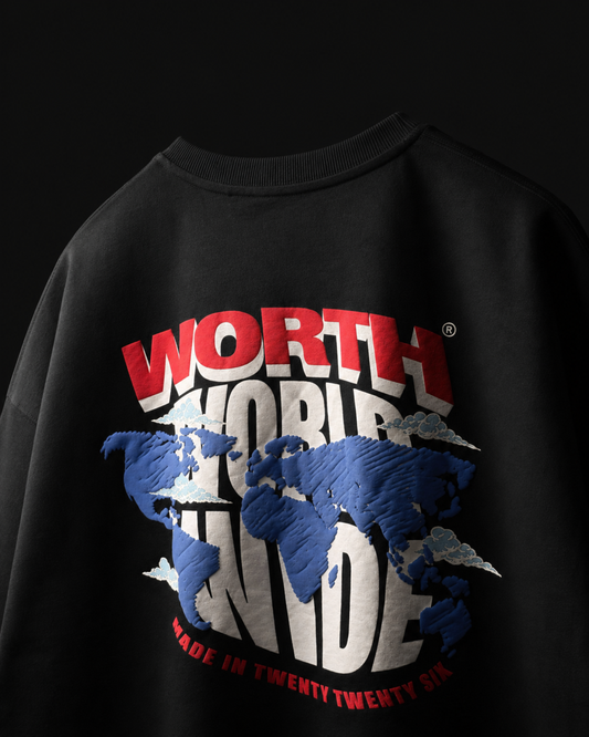 Worth World Wide Black Summer Oversized T-Shirt