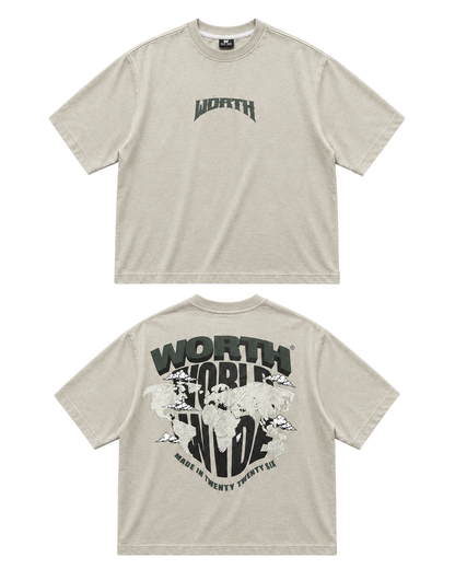 Worth Worldwide Stone Beige Oversized Graphic T-Shirt
