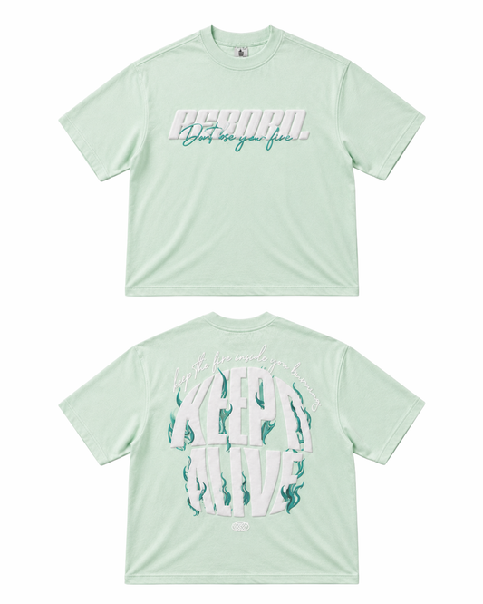 Reborn Sea Foam Green Oversized Graphic T-Shirt