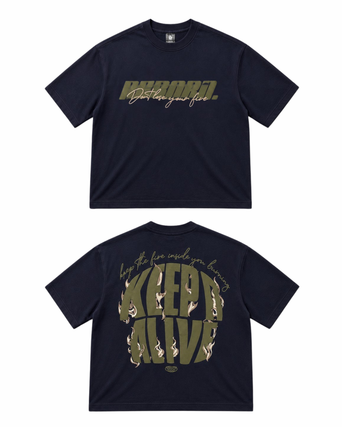 Reborn Dark Navy Oversized Graphic T-Shirt