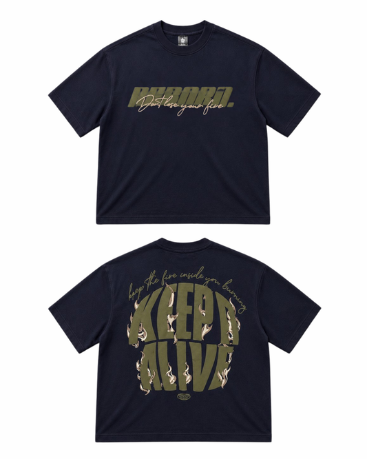 Reborn Dark Navy Oversized Graphic T-Shirt