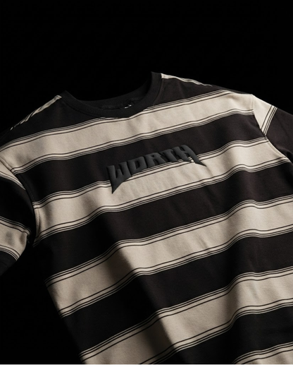 Black & Beige Stripe Oversized T-Shirt
