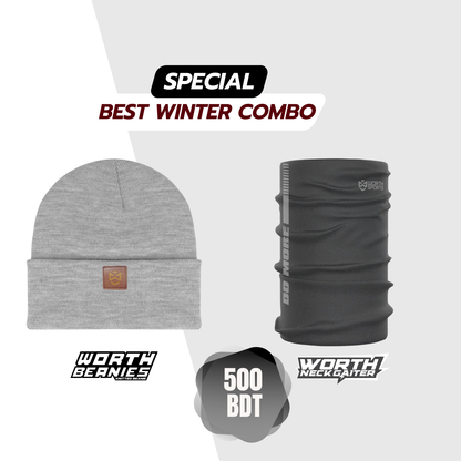 Grey Melange Beanie Combo