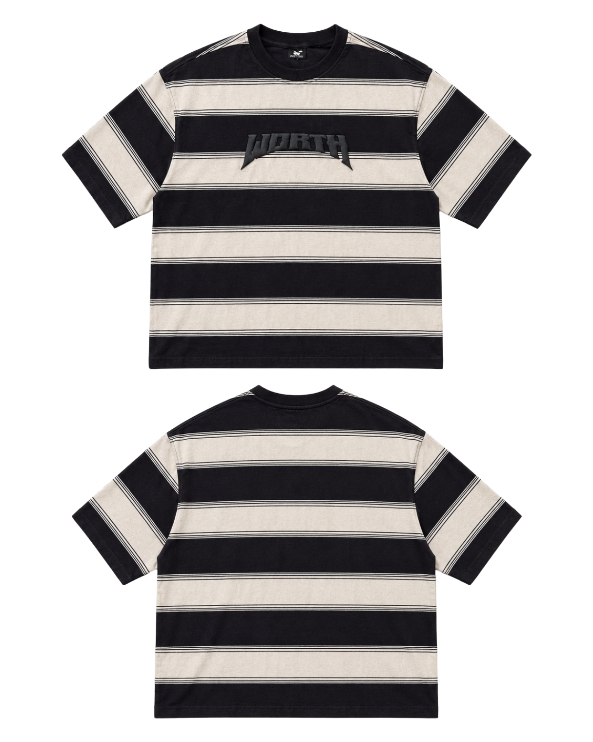 Black & Beige Stripe Oversized T-Shirt