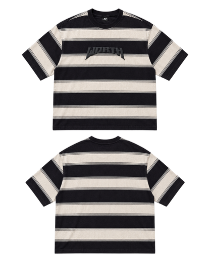 Black & Beige Stripe Oversized T-Shirt