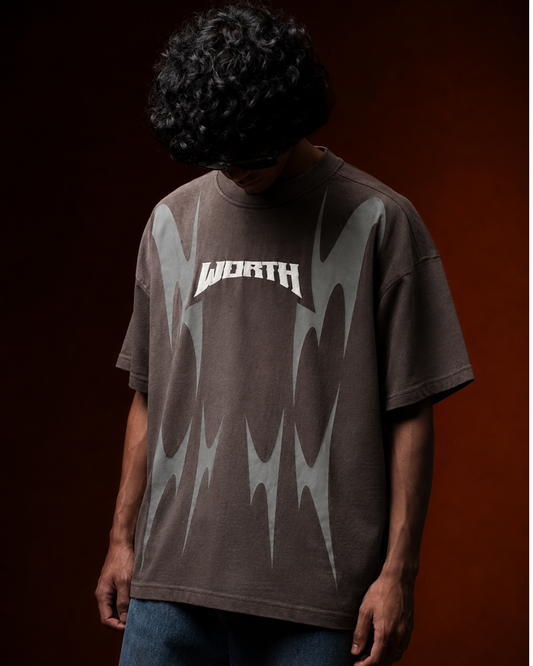 Thunder Claw Grey Oversized Graphic T-Shirt