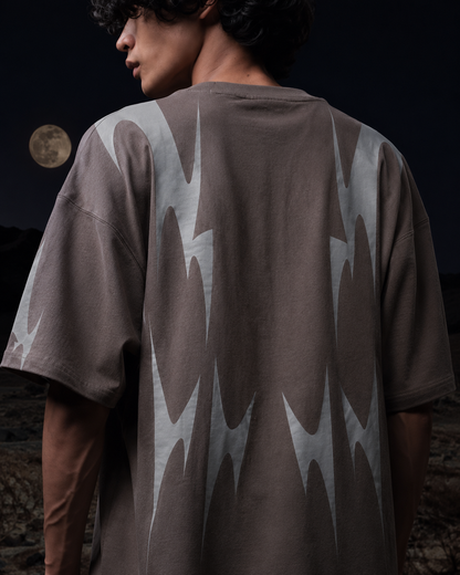 Thunder Claw Grey Oversized Graphic T-Shirt