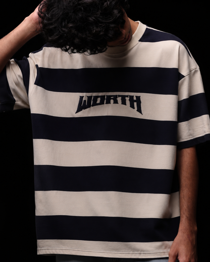 Royal Blue Stripe Oversized Graphic T-Shirt