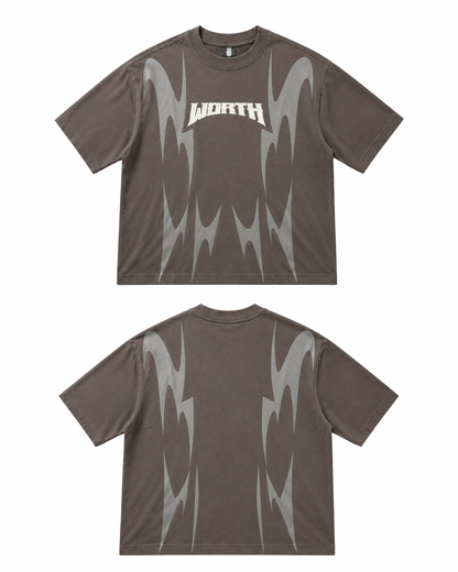 Thunder Claw Grey Oversized Graphic T-Shirt