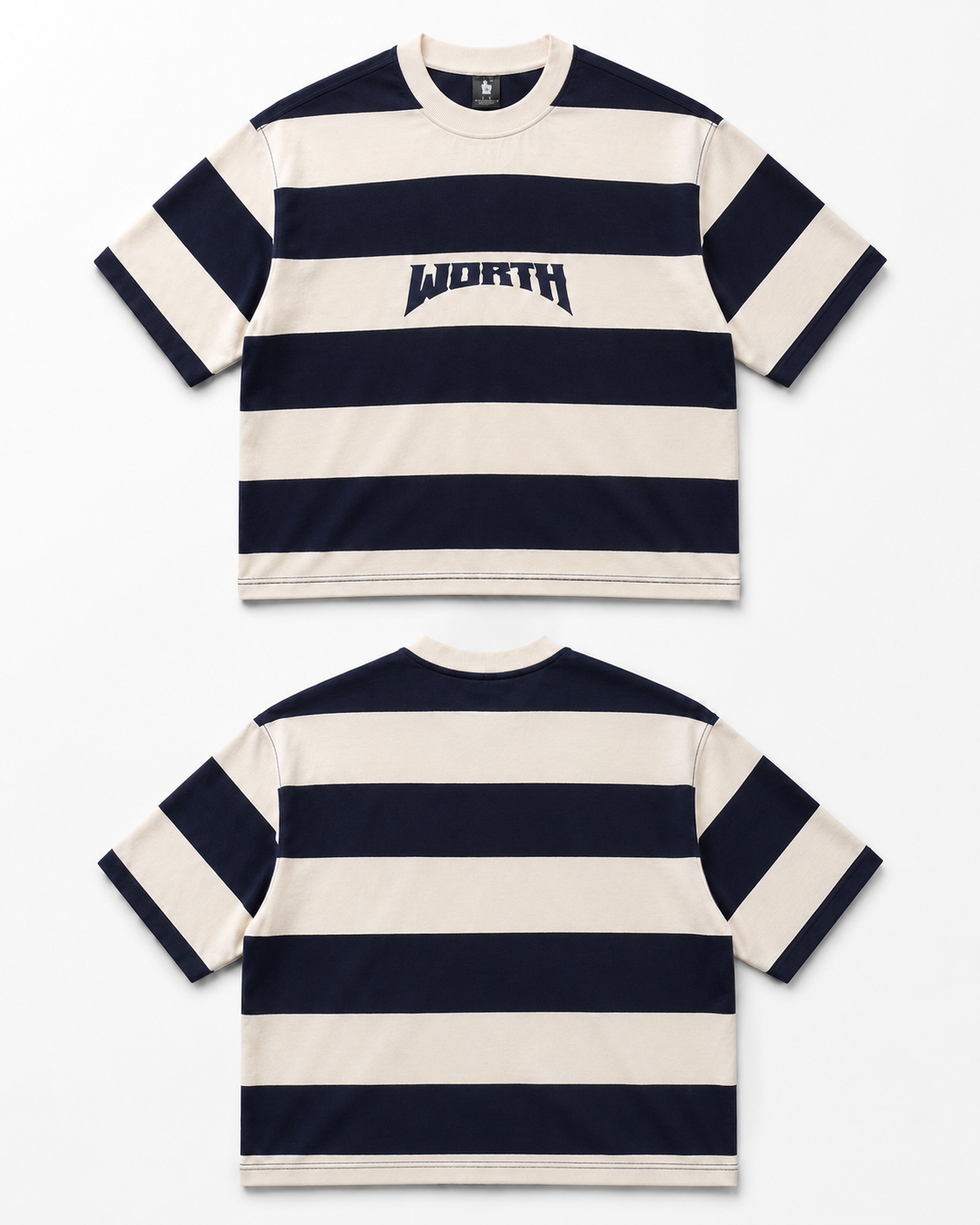 Royal Blue Stripe Oversized Graphic T-Shirt