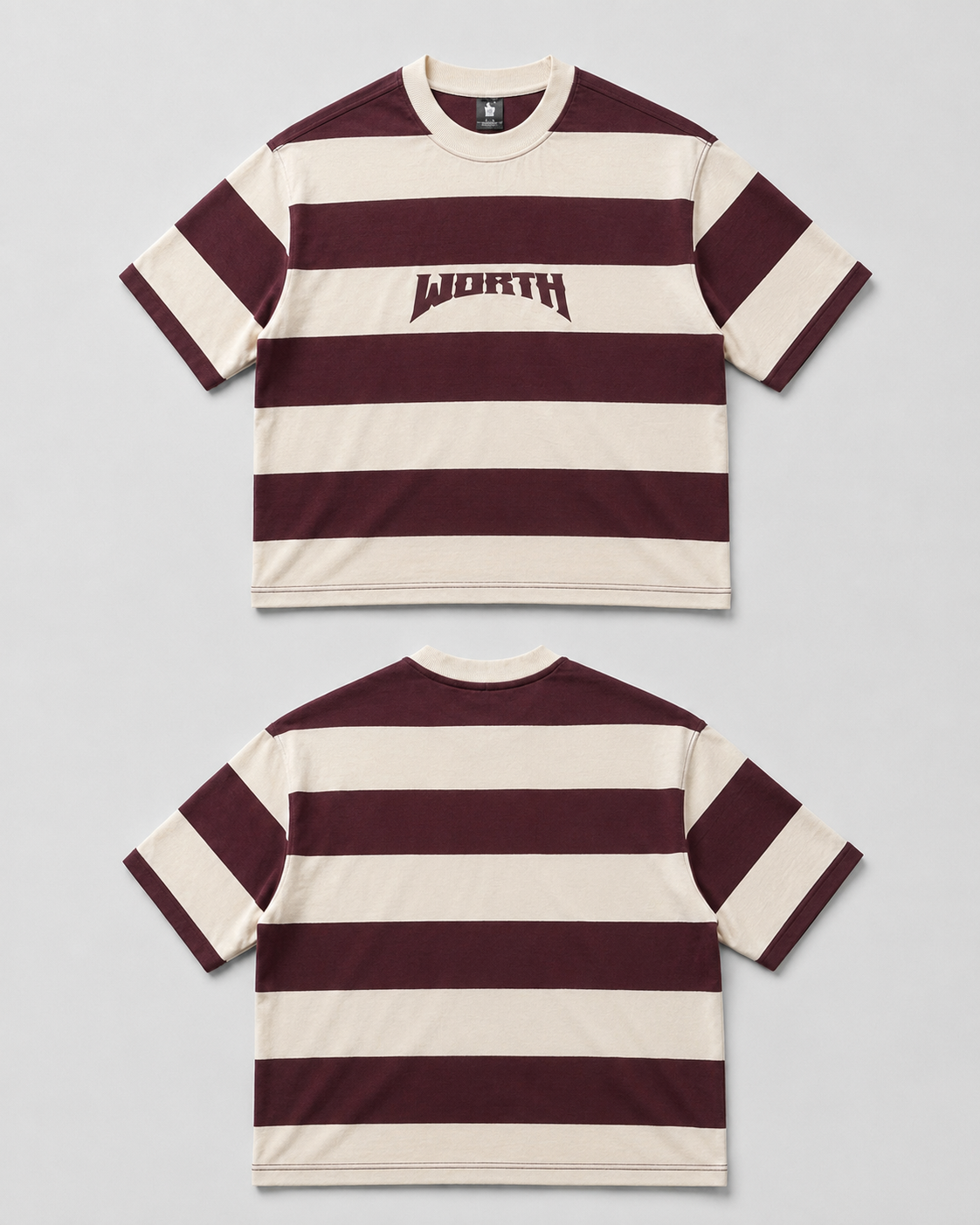 Maroon Stripe Oversized Graphic T-Shirt