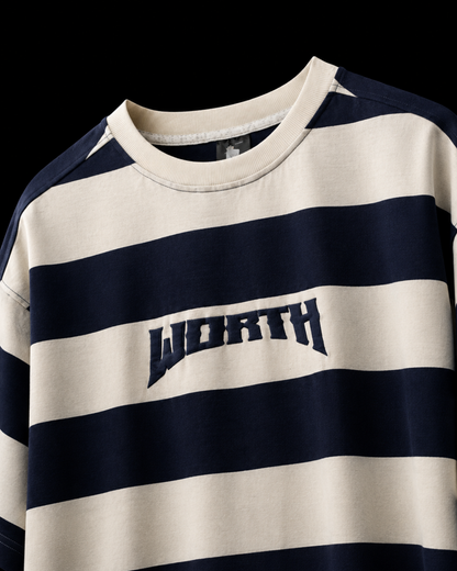 Royal Blue Stripe Oversized Graphic T-Shirt