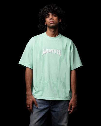 Thunder Claw Sea Foam Green  Oversized Graphic T-Shirt