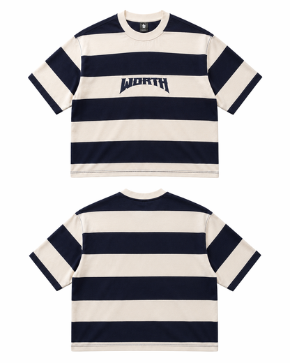 Royal Blue Stripe Oversized Graphic T-Shirt
