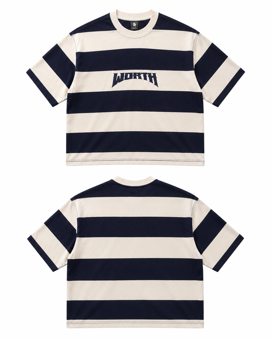 Royal Blue Stripe Oversized Graphic T-Shirt