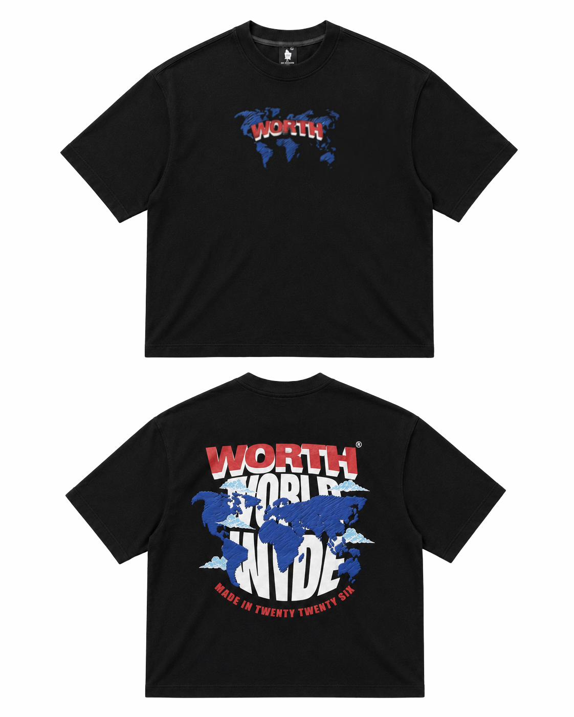 World Wide Black Oversized Graphic T-Shirt