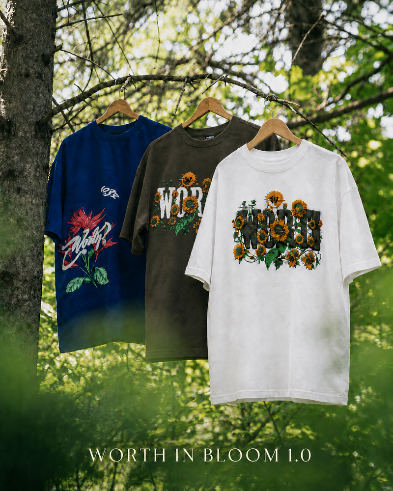 Collection of dropshoulder t-shirts in multiple colors, showcasing relaxed oversized fit
