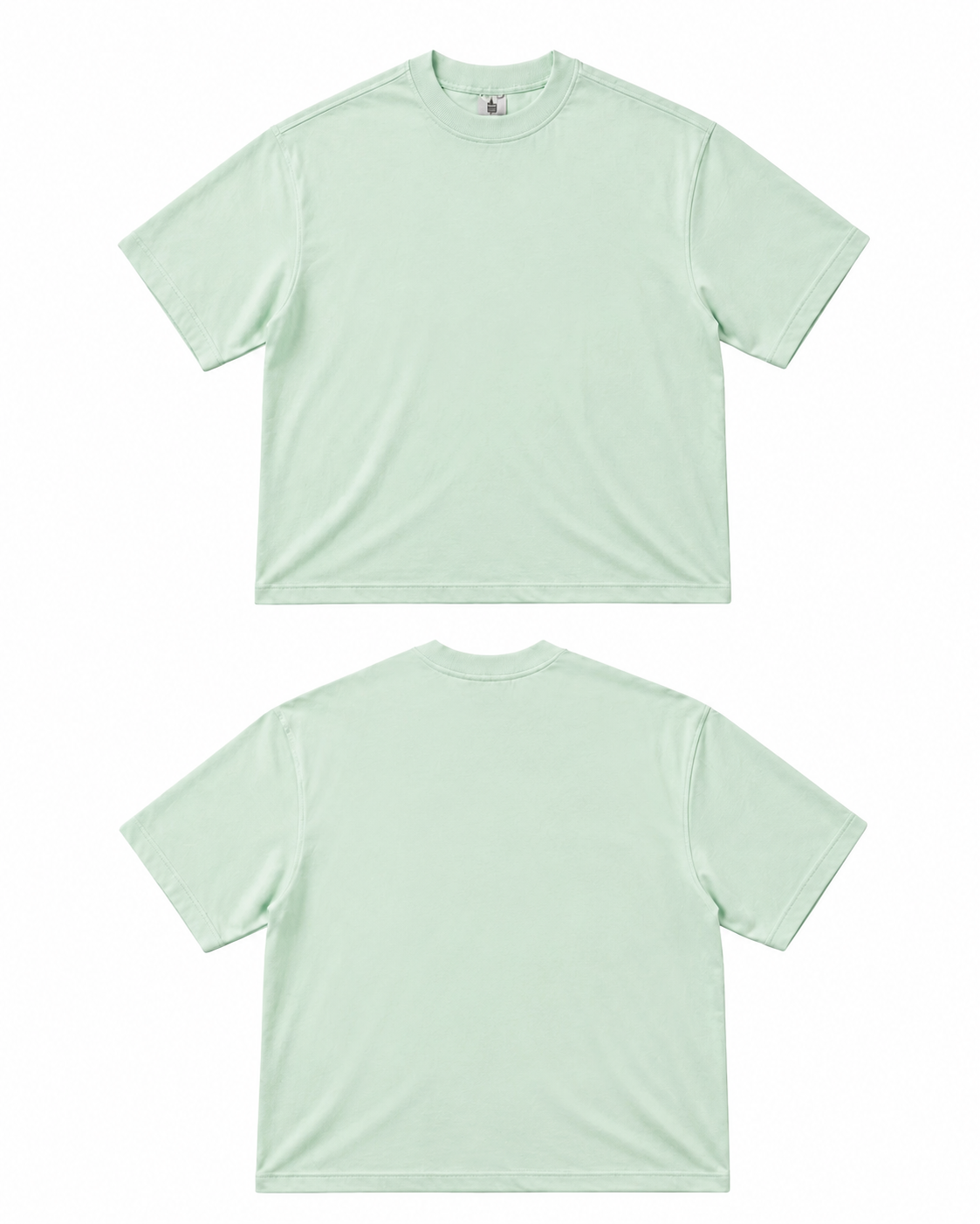 Sea Foam Green Solid Drop Shoulder Oversized T-Shirt