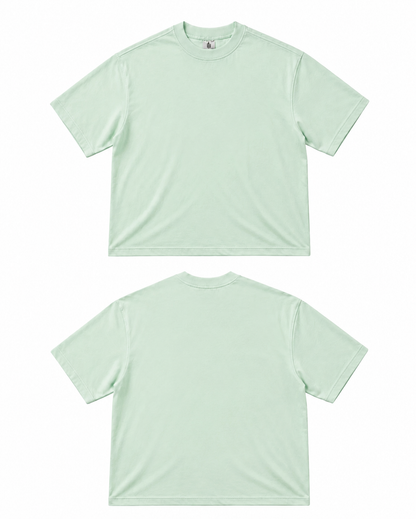 Sea Foam Green Solid Drop Shoulder Oversized T-Shirt