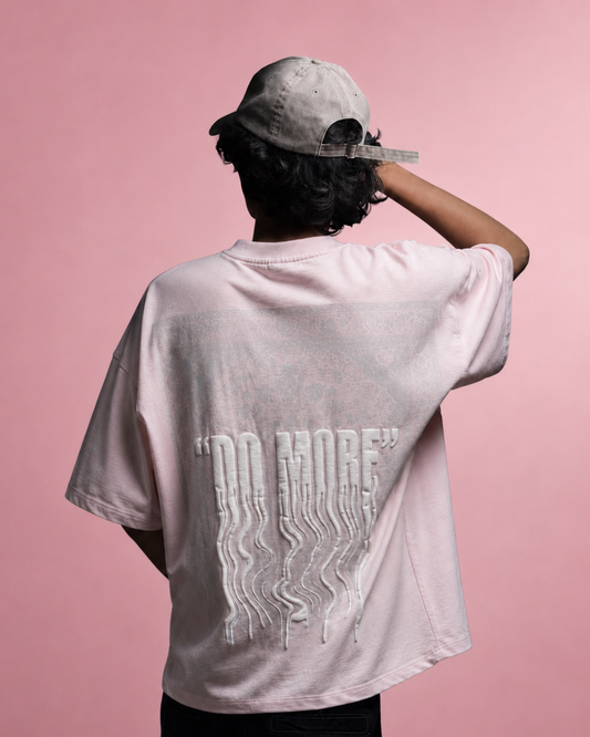 Rugged Dreams Baby Pink Oversized Graphic T-Shirt