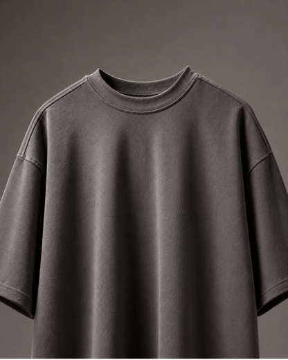 WORTH WORLDWIDE Dark Grey Solid drop shoulder oversized t-shirt for premium streetwear