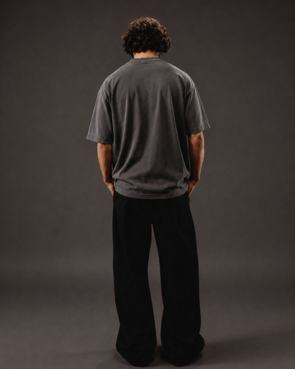WORTH WORLDWIDE Dark Grey Solid drop shoulder oversized t-shirt for premium streetwear