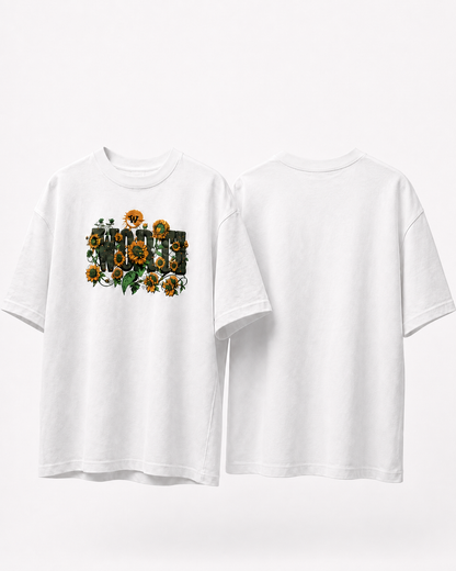Sunflower White Oversized Graphic T-Shirt