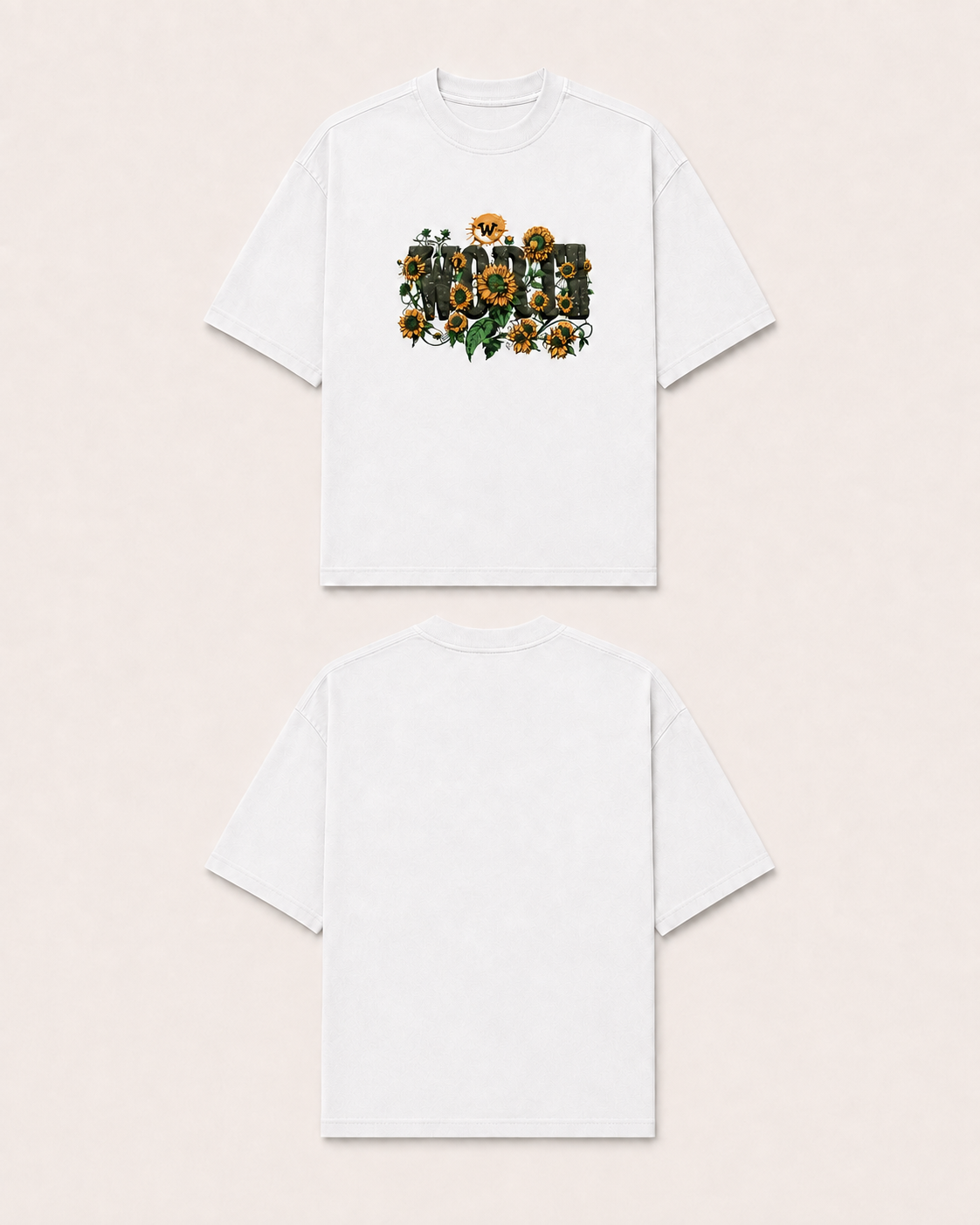 Sunflower White Oversized Graphic T-Shirt