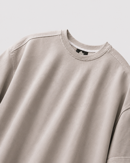 WORTH WORLDWIDE Light Khaki Solid drop shoulder oversized t-shirt for premium streetwear