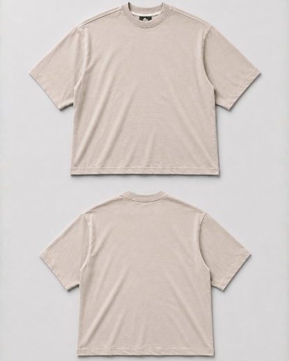 WORTH WORLDWIDE Light Khaki Solid drop shoulder oversized t-shirt for premium streetwear