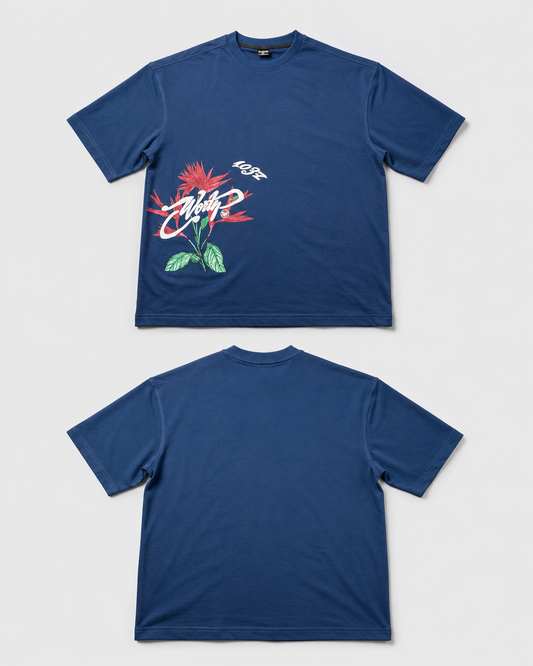 WORTH WORLDWIDE Lotus 1037 Blue drop shoulder oversized t-shirt for premium streetwear