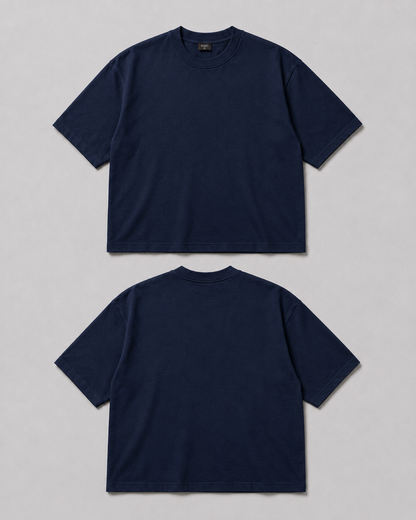 WORTH WORLDWIDE Navy Solid drop shoulder oversized t-shirt for premium streetwear