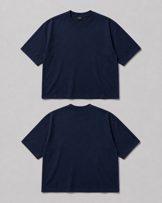 WORTH WORLDWIDE Navy Solid drop shoulder oversized t-shirt for premium streetwear