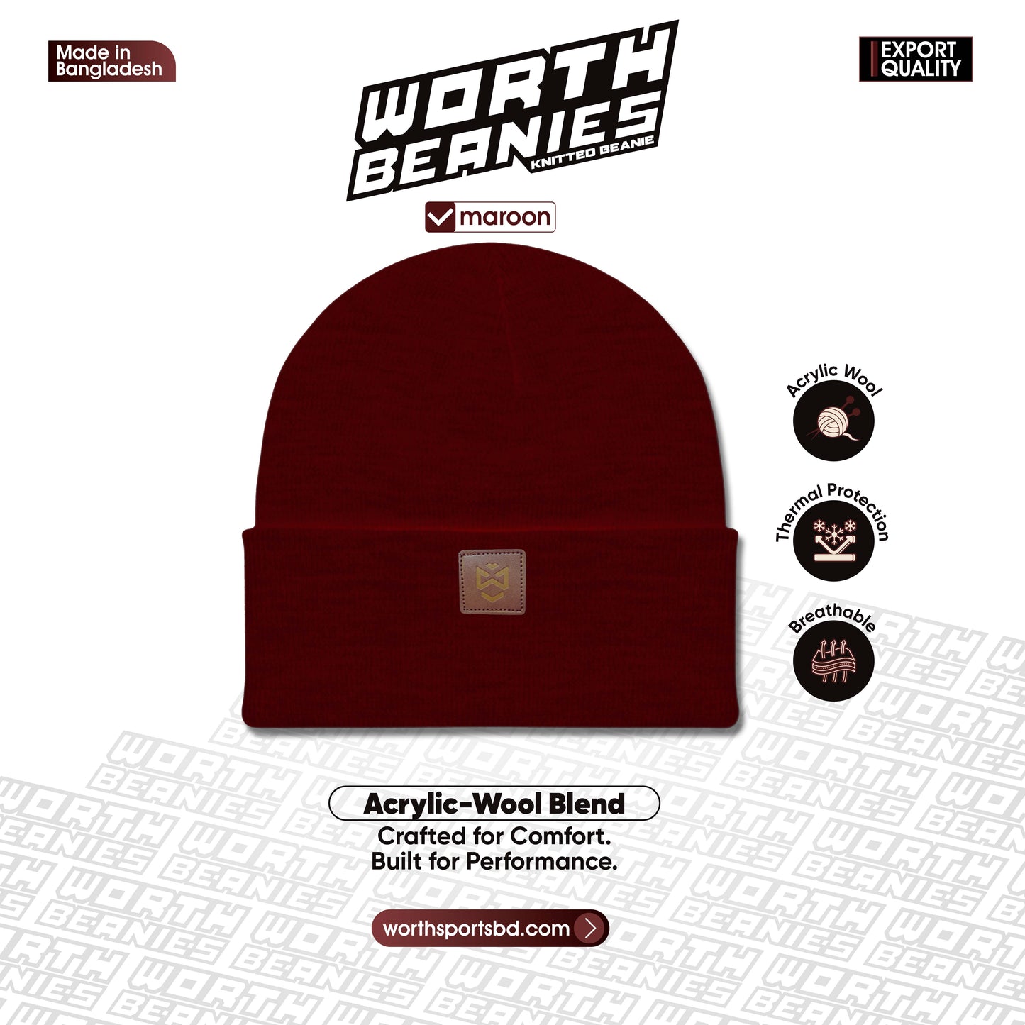 WORTH Beanies  Maroon